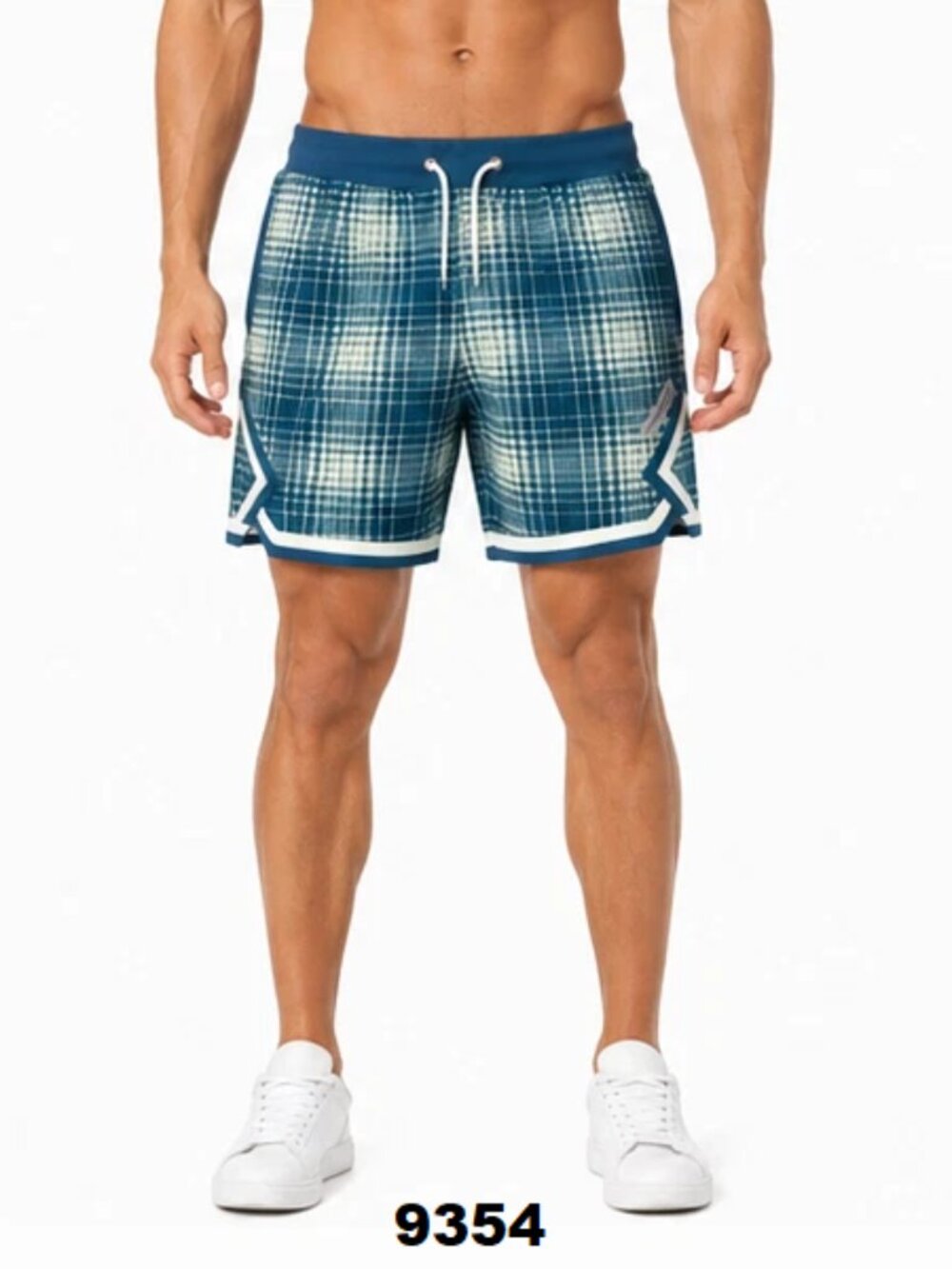 NWT Legends Men's Teal Plaid Crenshaw Basketball Shorts with Zip Pockets